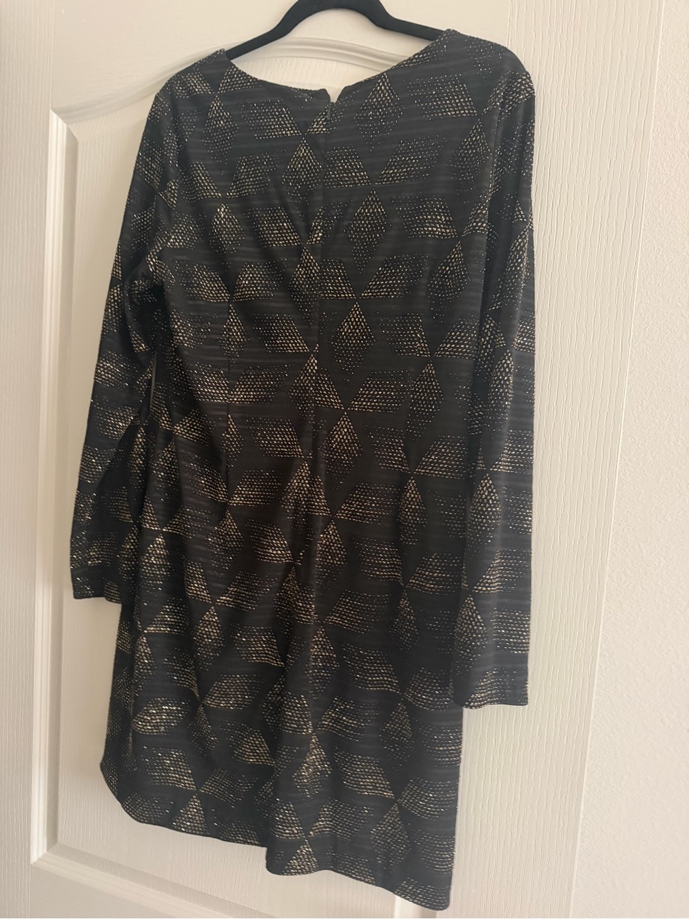 Vince Camuto Black Shift Dress with Gold Geometric Print cocktail/evening dress